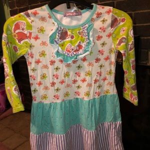 Jelly The Pug Dress 5T Fox and Butterflies Print